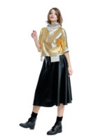 Cotton blouse with gold patina and outside pockets - imagine 2