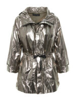 Pardesiu metalic impermeabil cu glugă și buzunare - imagine 3