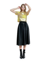 Top auriu cu paiete și fermoar la spate