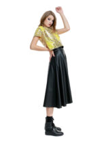 Top auriu cu paiete și fermoar la spate - imagine 3