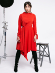 Rochie rosie cu tiv asimetric Scarlet