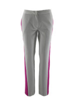 Grey trousers with fuchsia insertion on the side