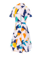 Rochie midi din in cu print geometric - imagine 2