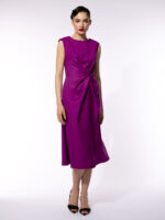 Rochie Orchid midi cu falduri în talie - imagine 2