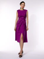 Rochie Orchid midi cu falduri în talie - imagine 4