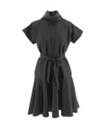 Rochie mini neagră cu volan și cordon - imagine 5