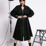 Rochie neagra midi din bumbac