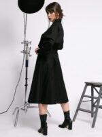 Rochie neagra midi din bumbac Black cotton midi dress - imagine 2