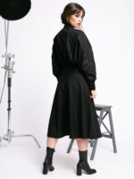 Rochie neagra midi din bumbac Black cotton midi dress - imagine 3