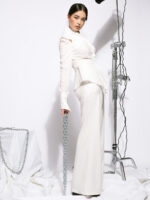 Pantaloni evazati albi White flared pants