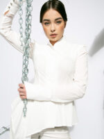 Camasa alba cu talie cambrata White shirt with marked waist