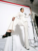 Camasa alba cu talie cambrata White shirt with marked waist - imagine 2