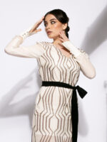 Rochie alba din paiete cu maneca lunga - imagine 2