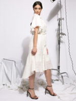 Rochie alba din bumbac brodat White embroidered cotton dress - imagine 2