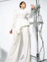 Pantaloni evazati albi White flared pants - imagine 3