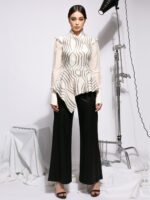 Camasa alba din paiete White sequined shirt