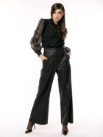 Bluza neagra cu maneci din organza Black top with organza - imagine 2