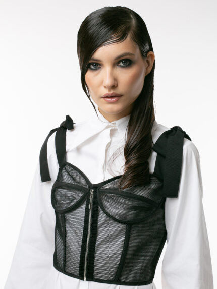 Corset negru din plasa Black mesh corset