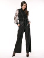 Bluza neagra cu maneci din matase - Black blouse with silk sleeves - imagine 2