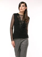 Bluza neagra cu insertie din dantela Black blouse with lace