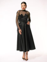 Rochie neagra cu fusta clos - imagine 2