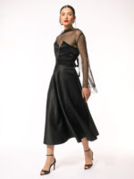 Rochie neagra cu fusta clos - imagine 3