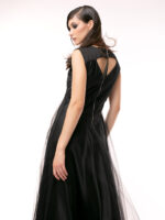 Rochie neagra lunga cu insertie din dantela Long black dress - imagine 4