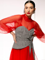 Corset din stofa cu fermoar pe spate Fabric corset with zipper