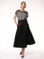 Bluza cu dungi si insertie din tull Blouse with stripes and tulle - imagine 2