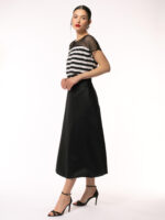 Bluza cu dungi si insertie din tull Blouse with stripes and tulle - imagine 3