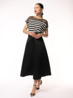 Bluza cu dungi si insertie din tull Blouse with stripes and tulle - imagine 4