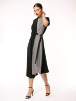 Rochie neagra cu insertie in carouri - imagine 2