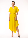Rochie Galbena Midi Asimetrica