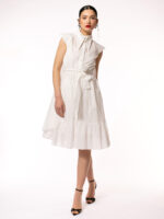 Rochie alba din bumbac cu pelerina White cotton dress with cape - imagine 2