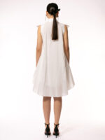 Rochie alba din bumbac cu pelerina White cotton dress with cape - imagine 3