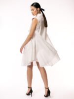 Rochie alba din bumbac cu pelerina White cotton dress with cape - imagine 4