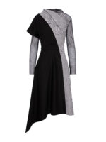 Rochie neagra midi cu insertie de tull si stofa - imagine 7