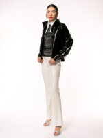 Jacheta neagra din latex cu fermoare metalice - imagine 4