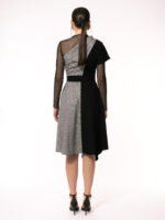 Rochie neagra midi cu insertie de tull si stofa - imagine 5