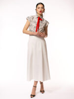 Camasa cu print si panglica rosie - imagine 2