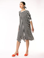 Rochie cu dungi alb negru Dress with black and white stripes - imagine 2