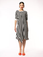 Rochie cu dungi alb negru Dress with black and white stripes - imagine 3