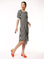 Rochie cu dungi alb negru Dress with black and white stripes - imagine 5
