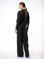 Bluza neagra cu buzunare contrastante - imagine 2