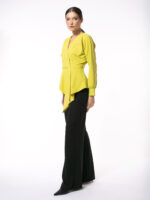 Bluză Acid Lime cu Peplum Asimetric și Talie Marcantă - imagine 2
