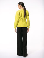 Bluză Acid Lime cu Peplum Asimetric și Talie Marcantă - imagine 3