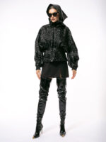 Jacheta din latex cu peplum - imagine 2