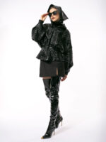 Jacheta din latex cu peplum - imagine 3