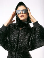 Jacheta din latex cu peplum - imagine 4