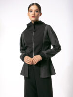 Bluză Stil Jachetă cu Închidere Frontală și Fermoar Metalic